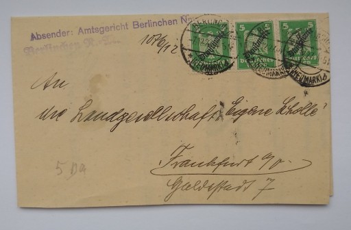 Zdjęcie oferty: List z miejscowości Berlinchen z roku 1927