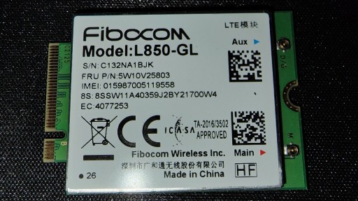 Zdjęcie oferty: Karta/Modem WWAN LTE FIBOCOM L850-GL Lenovo