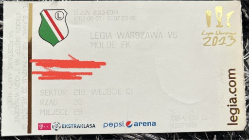 Zdjęcie oferty: Bilet kolekcjonerski Legia - Molde