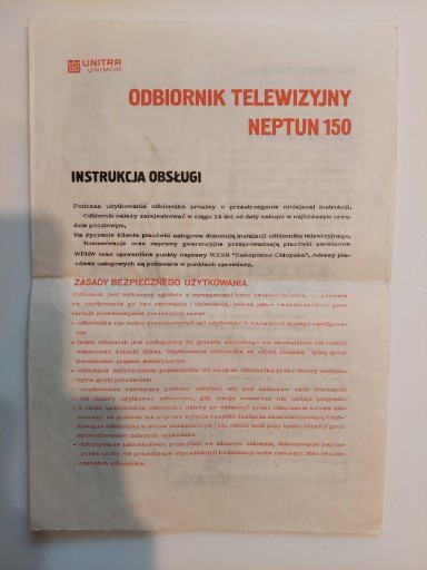 Zdjęcie oferty: Telewizor Neptun 150 - instrukcja ze schematem