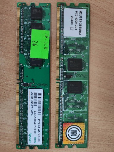 Zdjęcie oferty: Pamięć RAM DDR2 512MB+256MB PC2-4200 DIMM 