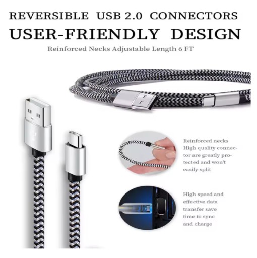 Zdjęcie oferty: Solidny kabel USB typu C 2.4A do szybkiego ładowania 1metr w oplocie.