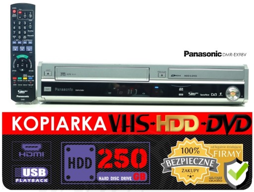 Zdjęcie oferty: Kopiarka VHS na DVD HDD 250GB Panasonic Nagrywarka