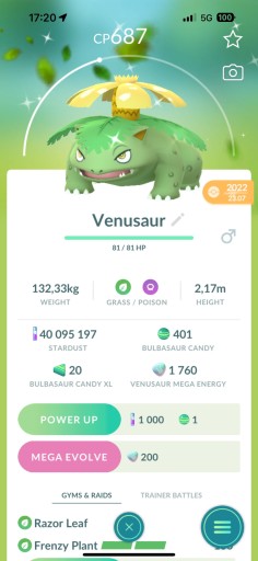 Zdjęcie oferty: Pokemon GO - Shiny Venusaur FRANZY PLANT (wymiana)