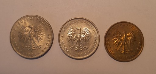 Zdjęcie oferty: Zestaw monet PRL 5,10 i 20 złotych z 1988 roku 