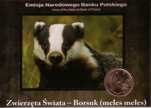 Zdjęcie oferty: blister 2 zł 2011 Zwierzęta Świata - Borsuk