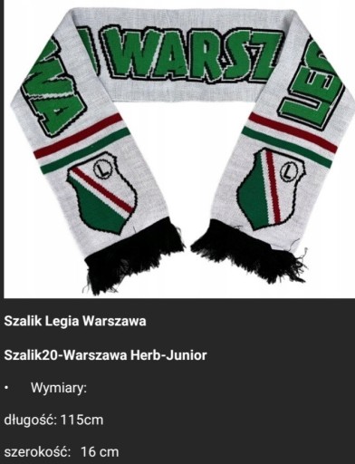 Zdjęcie oferty: Szalik Juniora Legia Warszawa