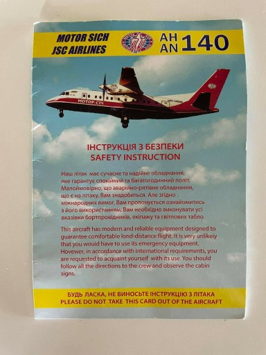 Zdjęcie oferty: Motor Sich Antonov AN140 instrukcja bezpieczeństwa