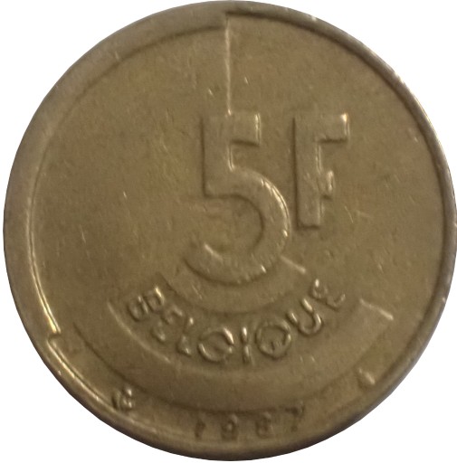 Zdjęcie oferty: Belgia 5 franków z 1987 roku - OBEJRZ. MOJĄ OFERTĘ