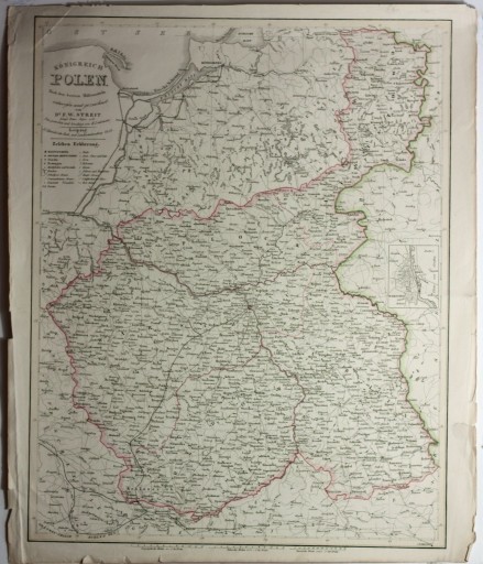 Zdjęcie oferty: Mapa Królestwa Polskiego, F.W. Streit, 1856 r,