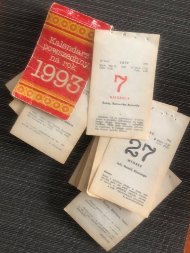 Zdjęcie oferty: Kartka z  kalendarza 1993 