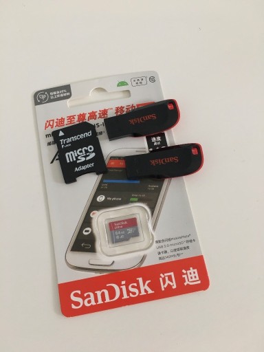 Zdjęcie oferty: Pendrive Sandisk 32gb x2 i Karta Micro 64gb 