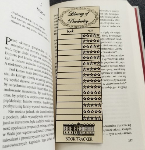 Zdjęcie oferty: 19x6 book tracker do książek Jane Austen +naklejki