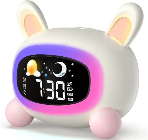 Zdjęcie oferty: Kolorowy zegar Budzik dla dziecka lampka nocna 