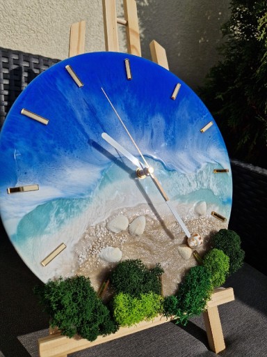 Zdjęcie oferty: Zegar z żywicy epoksydowej morski 30cm
