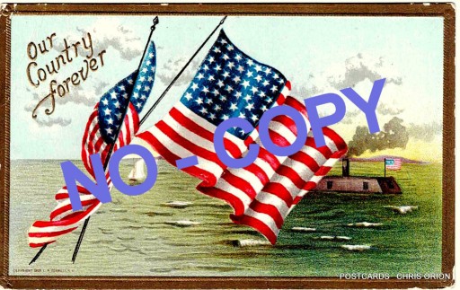 Zdjęcie oferty: USA - O.C.F.- Patriotyka - Flagi - Okręt -1900 r