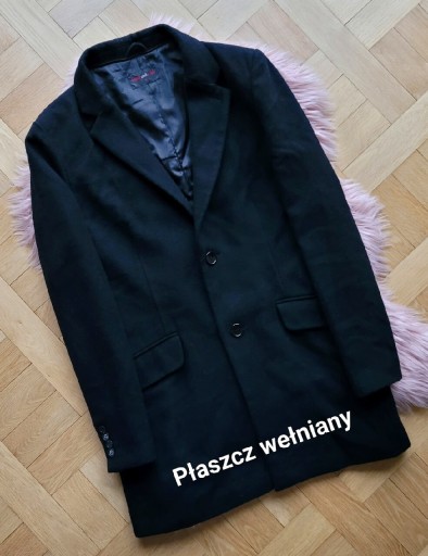 Zdjęcie oferty: Płaszcz wełniany męski czarny elegancki święta M