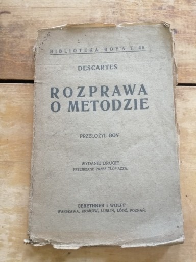 Zdjęcie oferty: Stara książka ROZPRAWA O METODZIE