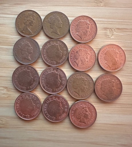Zdjęcie oferty: Komplet 14 monet - 1 pens, 1 penny, 1 new penny