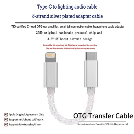 Zdjęcie oferty: Kabel OTG adapter LIGTNING do USB C srebrny 