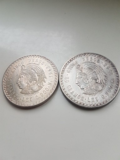 Zdjęcie oferty: 2 X 5 pesos 1948 Meksyk peso indianin