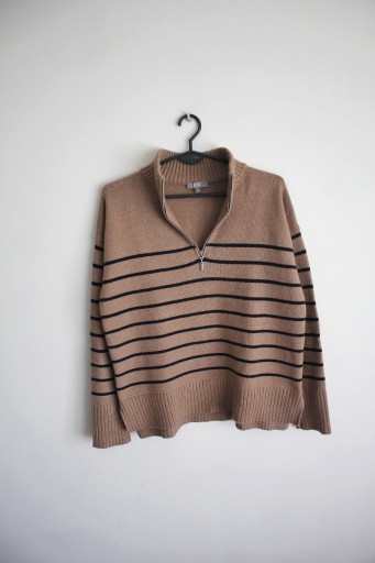 Zdjęcie oferty: Sweter w paski zamek brązowy czarny XS S oversize