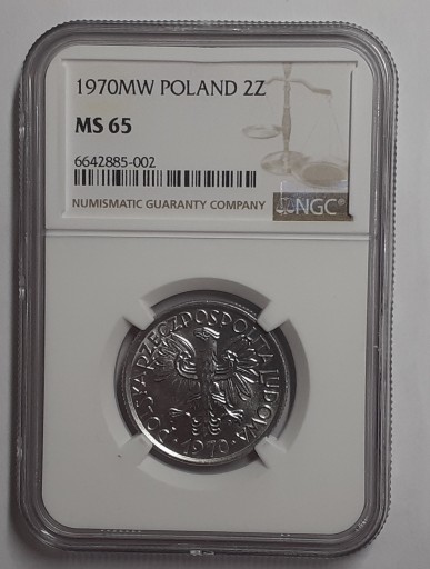 Zdjęcie oferty: 2 zł 1970 Jagody 7 z zaokrąglonym daszkiem NGC MS65