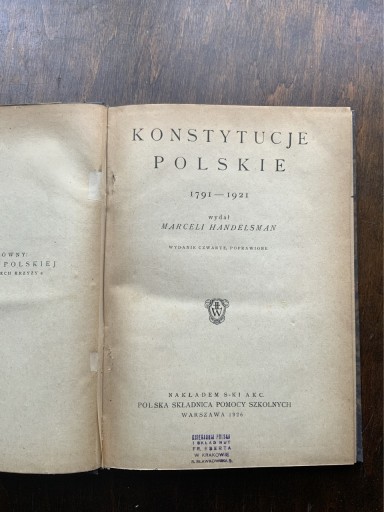 Zdjęcie oferty: Konstytucje Polskie 1791-1921 MARCELI HANDELSMAN