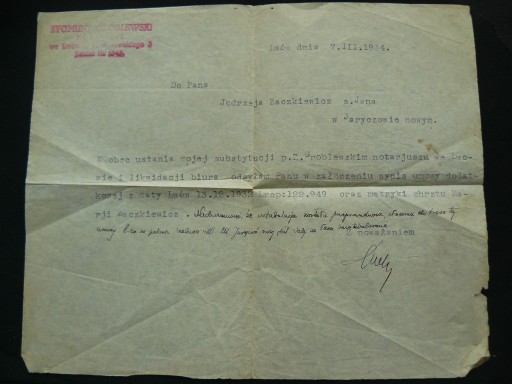 Zdjęcie oferty: stary dokument Lwów 1934