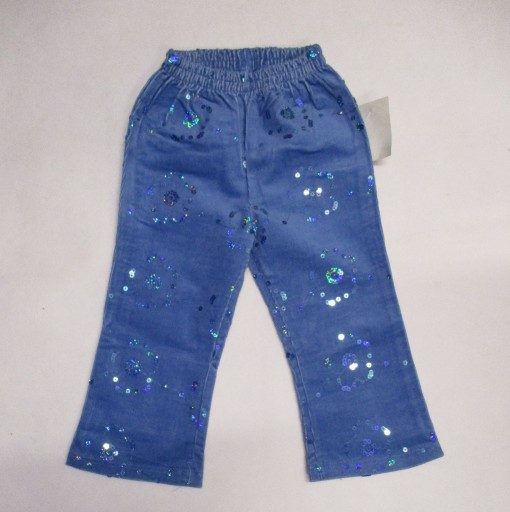 Zdjęcie oferty: Spodnie dzwony sztruksowe niebieskie z cekinami 80
