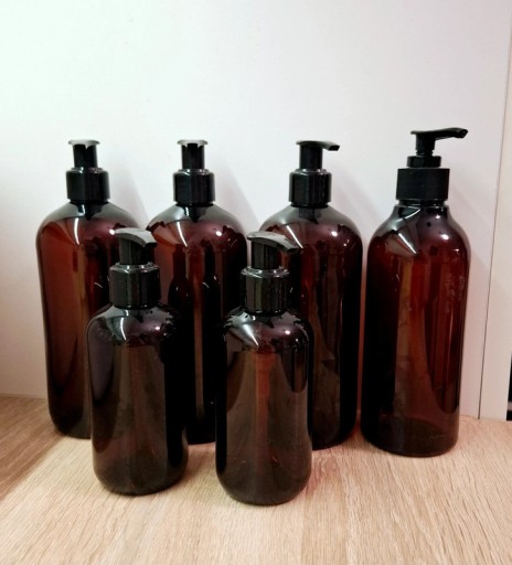 Zdjęcie oferty: Nowe zestaw plastikowych brązowych butelek do kosmetyków