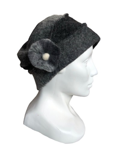 Zdjęcie oferty: Wełniana czapka, kapelusz z kwiatkiem, szara