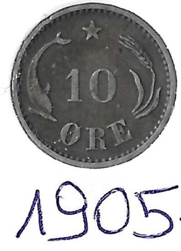Zdjęcie oferty: DANIA, 10 ore 1905, Chrystian IX, srebro, stan 3+