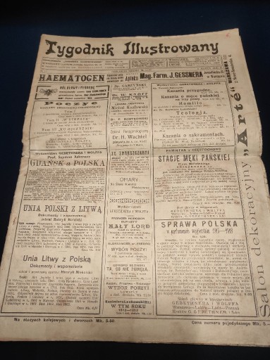 Zdjęcie oferty: TYGODNIK ILUSTROWANY 6 MARCA 1920 r.