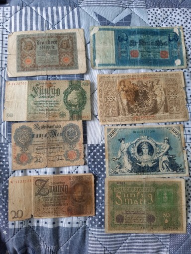 Zdjęcie oferty: stare banknoty 20,50,100,1000 marki niemieckie 
