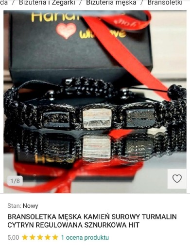 Zdjęcie oferty: BRANSOLETKA KAMIEŃ SUROWY TURMALIN HEMATYT CYTRYN REGULOWANA SZER.NADG 15 c