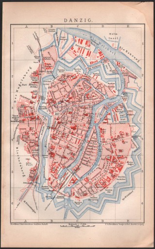 Zdjęcie oferty: DANZIG GDAŃSK stary plan miasta z 1894 roku