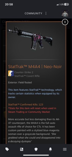 Zdjęcie oferty: M4a4 neo noir - stattrak, FT - CSGO