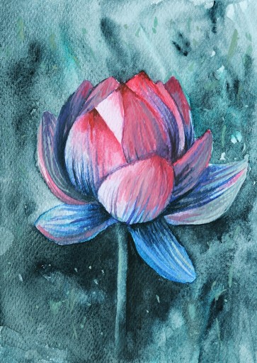 Zdjęcie oferty: Obraz, kwiat lotosu - akwarela - A5, z antyramą
