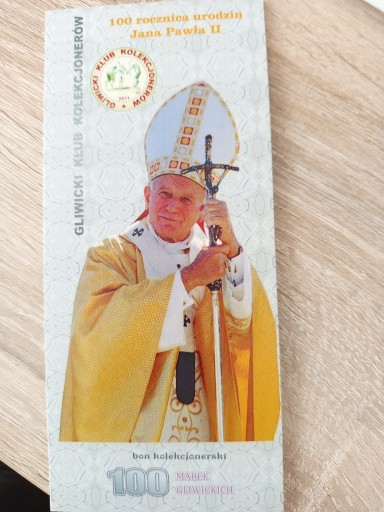 Zdjęcie oferty: Bon 100 Marek Gliwickich 100 rocznica urodzin Jana Pawła II