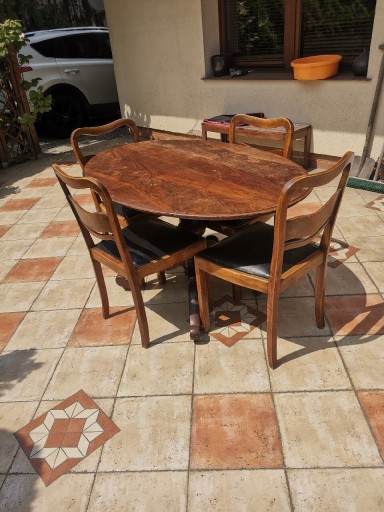 Zdjęcie oferty: Mahoniowy stół na jednej nodze do renowacji elipsa