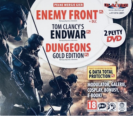 Zdjęcie oferty: Gry PC CD-Action 2x DVD 257:  Enemy Front, Endwar