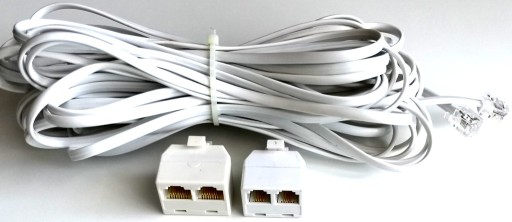 Zdjęcie oferty: Przewód kabel telefoniczny RJ11 10m + rozdzielacz 
