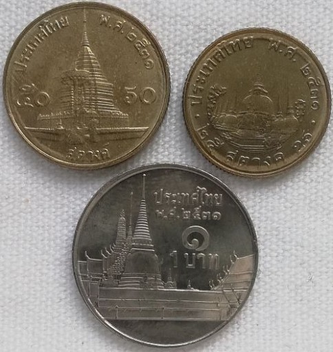 Zdjęcie oferty: Tajlandia 25,50 satang i 1 baht1988, Y#187,203,183