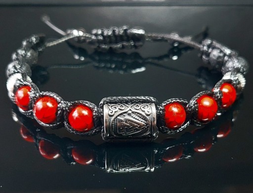Zdjęcie oferty: BRANSOLETKA RUNA VALKNUT STAL KAMIEŃ LAWA SZER.NAD 17 cm  LUB NA WYMIAR!