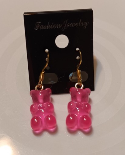 Zdjęcie oferty: Kolczyki wiszące misie żelki różowe żarówiaste