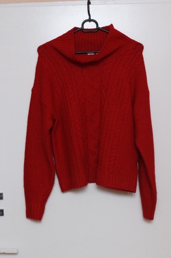 Zdjęcie oferty: GAP sweter czerwony szeroki dekolt S półgolf