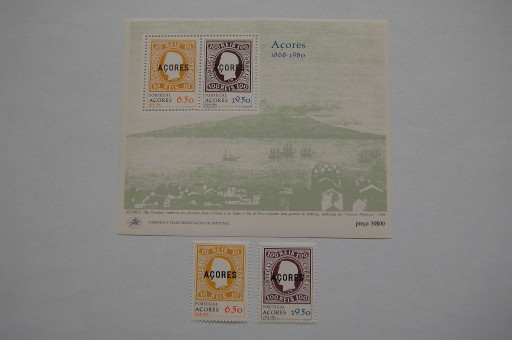 Zdjęcie oferty: Azory Mi 334-35+bl.1** 112 rocz. wydania znaczków