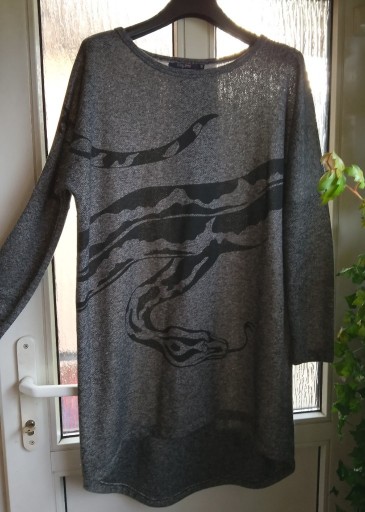 Zdjęcie oferty: TUNIKA SZARA Z APLIKACJĄ 44/46/48 - JAK NOWA