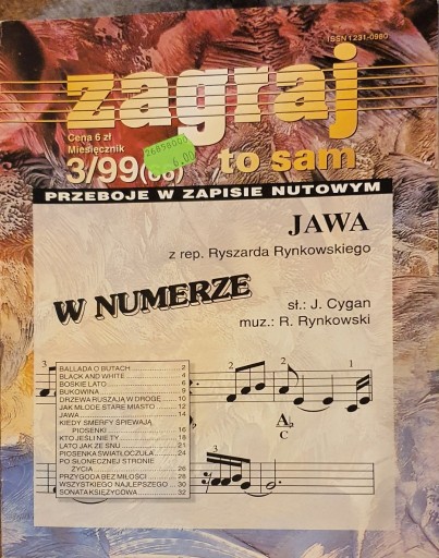 Zdjęcie oferty: Zagraj to sam 3/99 - nuty - miesięcznik 1999